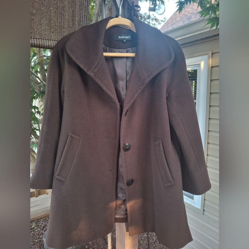 Elegant Chocolate Brown  Womans Coat 8P - Picture 2 of 15